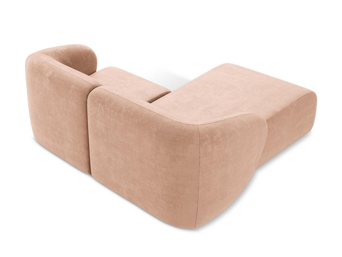 ECKSOFA Links Chenille Stoff Pink - Koralle/Schwarz, Holzwerkstoff/Kunststoff (178/166cm) - Makamii