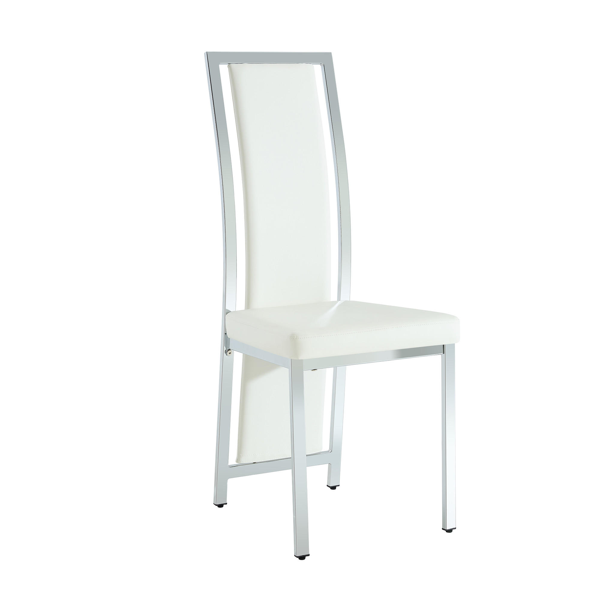 STUHL-SET DE-36611 4 Stück mit PU-Bezug und Metallrahmen Weiß - Weiß, Metall (42.7/109/44cm) - ComfortXL