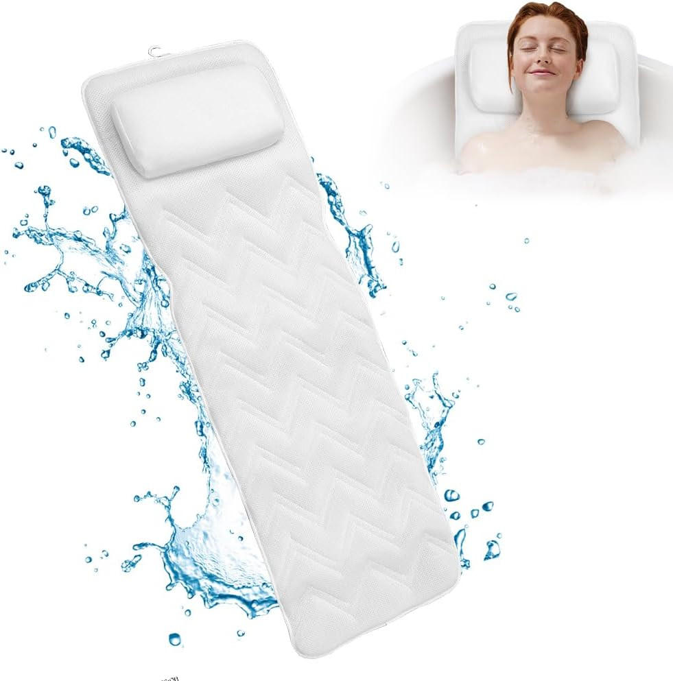 BADEWANNENKISSEN , Badematte mit Kissen - Weiß, Textil (41/126cm) - BELZ