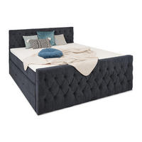 BOXSPRINGBETT London dunkelblau 160/200 cm H3/H4 Samt - Dunkelblau, Textil (160/200cm) - wonello