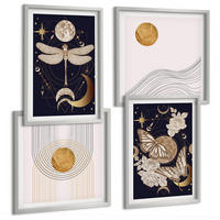 BILDER SET 4er Set - 50x50 cm & 40x60 cm Silberner Rahmen - Naturmotive mit dem Mond - Silberfarben, Kunststoff (50/50cm) - TULUP