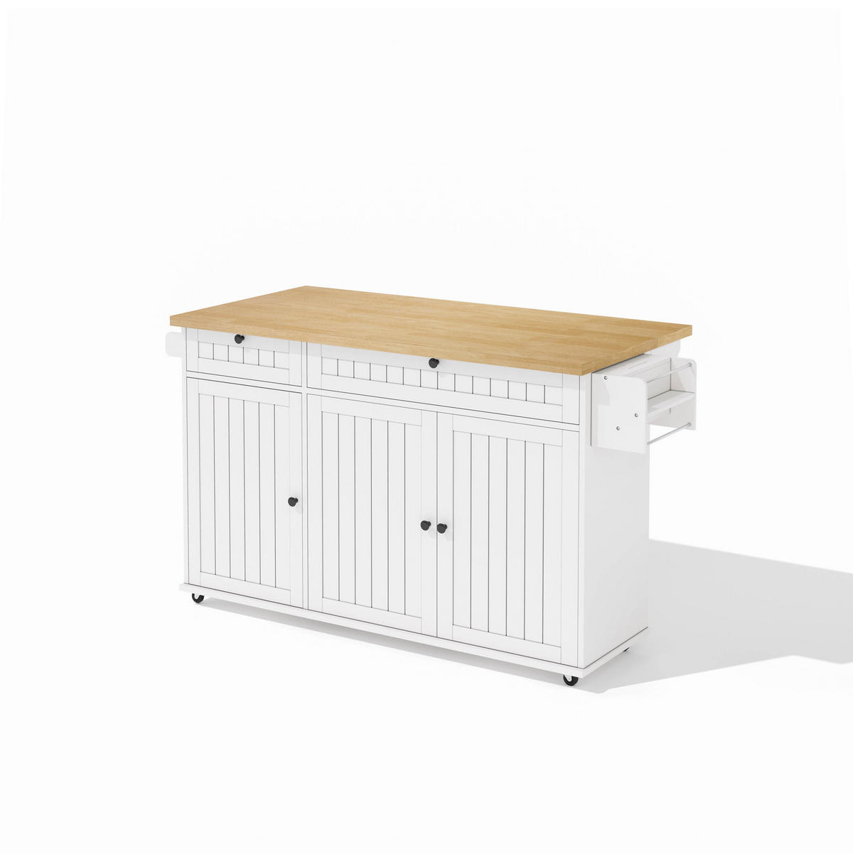 KÜCHENINSEL mit klappbarer Arbeitsplatte 137 x 89,5 x 45 cm Weiß - Weiß, Holz (70/89.5/137cm) - Beauniv