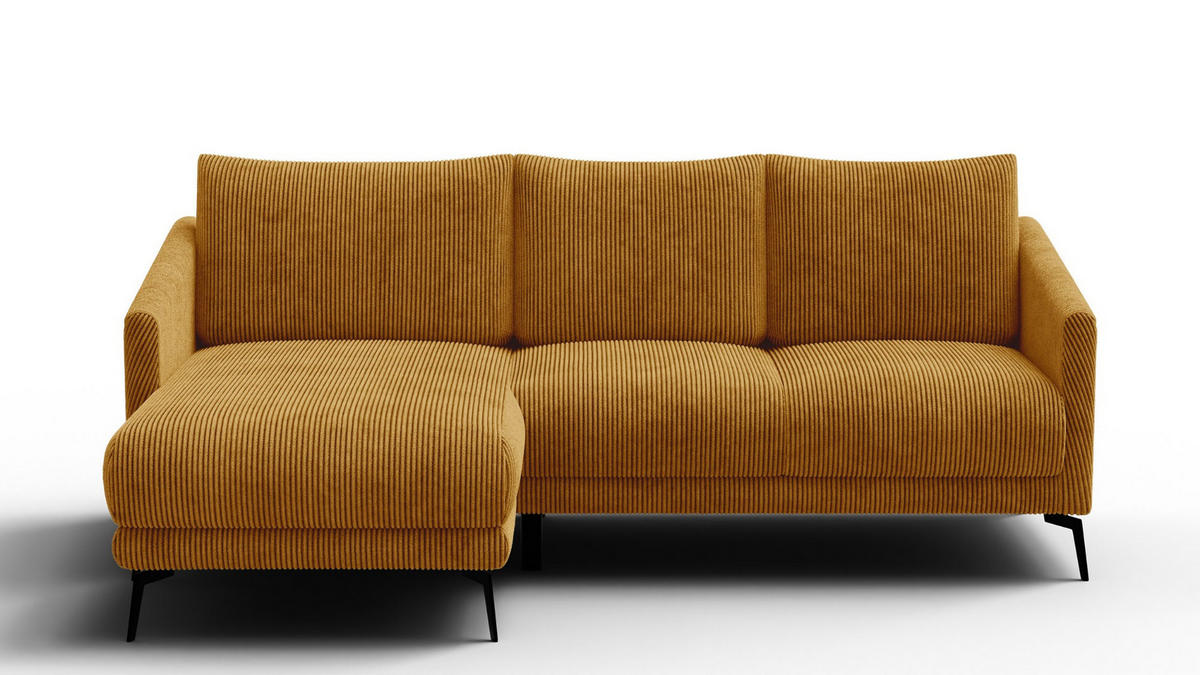 ECKSOFA VILT 3-Sitzer, safran - Gelb/Schwarz, Holzwerkstoff/Textil (221/156cm) - Courtois Laville