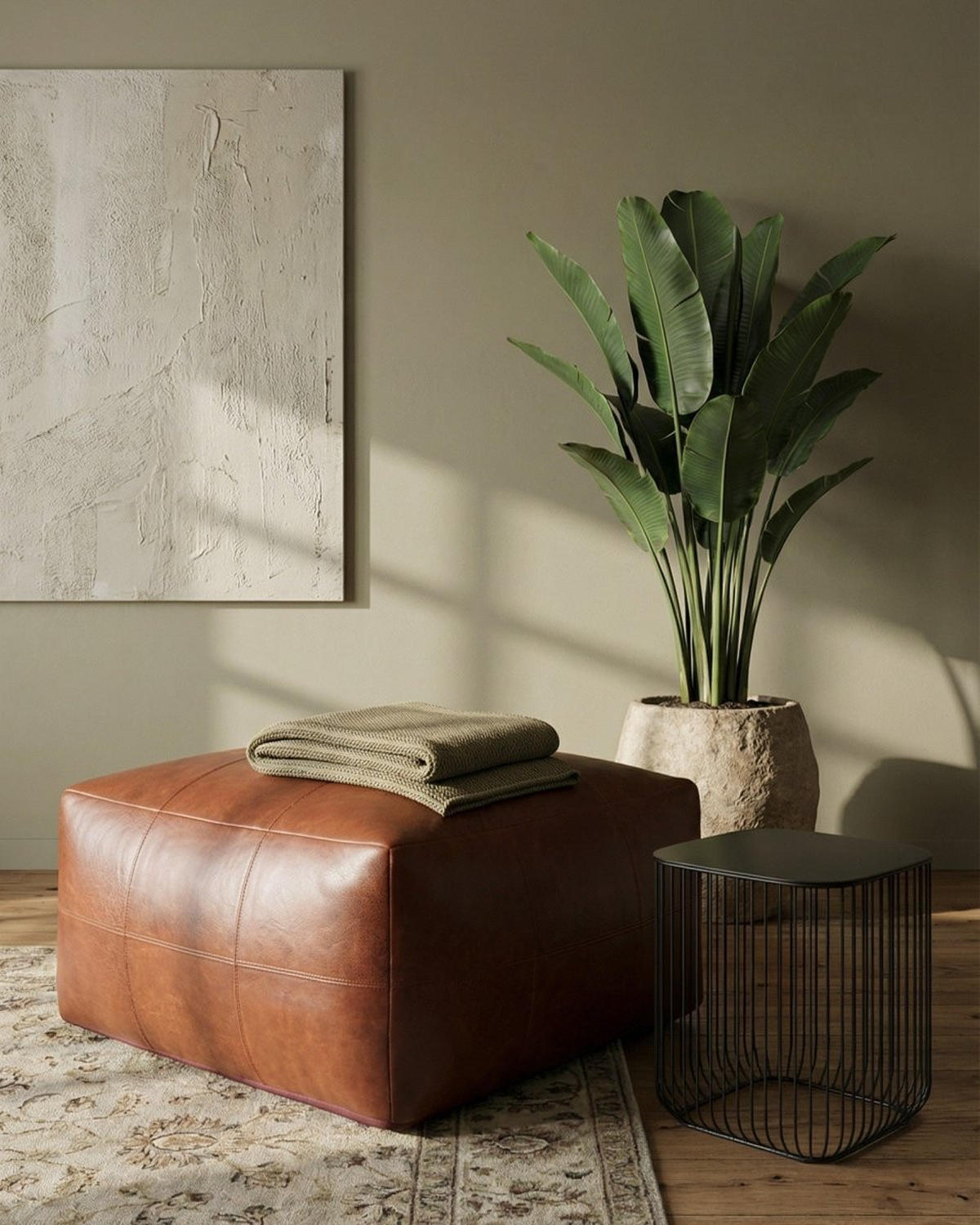 POUF 75/75/45 cm Echtleder Braun - Braun, Leder (75/45/75cm) - Furnhouse