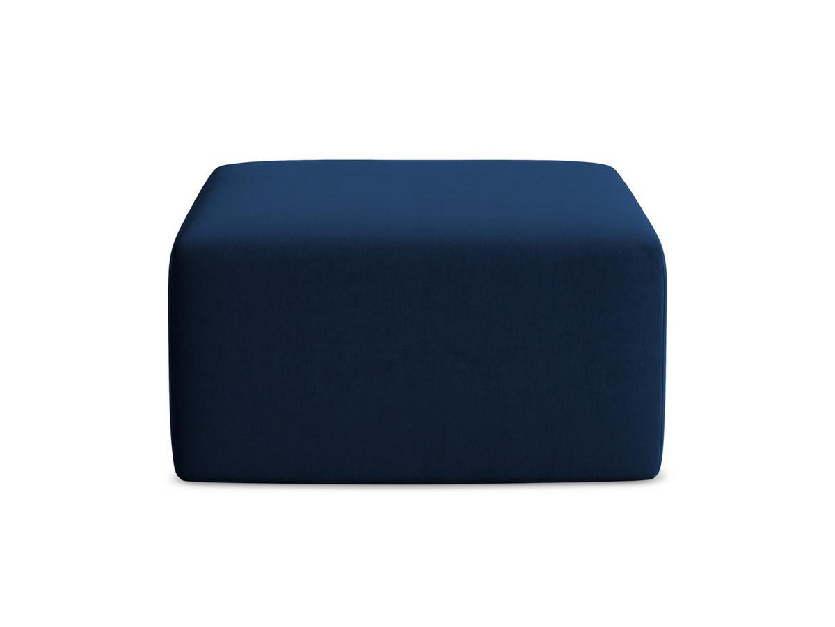 POUF Samt Stoff Blau - Türkis/Schwarz, Holzwerkstoff/Kunststoff (75/37/75cm) - Makamii