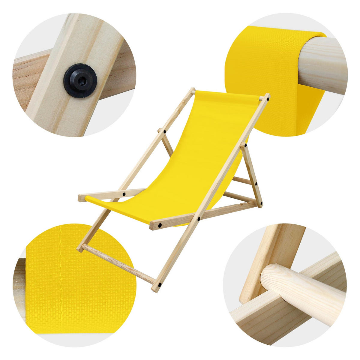 STRANDLIEGE 4er Set Gelb - Gelb, Holz (52/83/117cm) - ECD-Germany