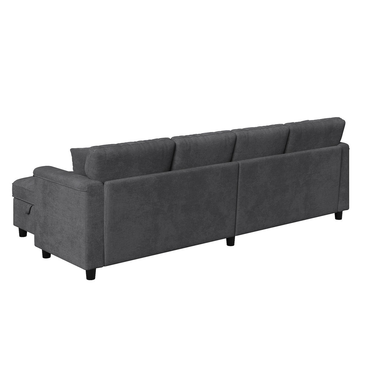 WOHNLANDSCHAFT Modular umwandelbar L-/U-Form mit 2 Stauraumhockern, DE-42506, Grau - Grau, Metall (261/82/134cm) - ComfortXL