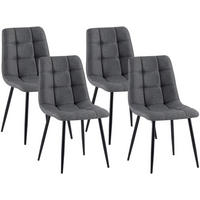 STUHL 4er Set Stoff Dunkelgrau - Dunkelgrau/Schwarz, Textil/Metall (45/84/55cm) - CLP