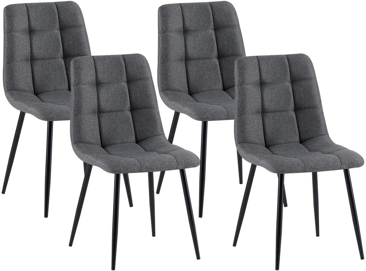 STUHL 4er Set Stoff Dunkelgrau - Dunkelgrau/Schwarz, Textil/Metall (45/84/55cm) - CLP