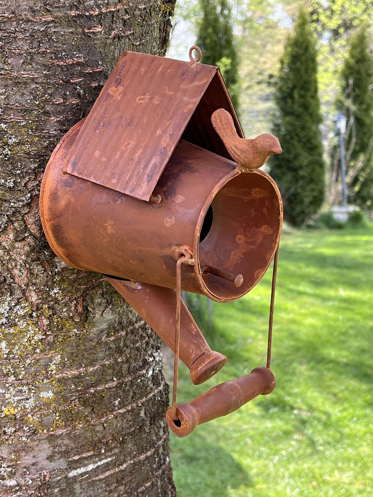 VOGELHAUS Gießkanne zum Aufhängen Edelrost - Braun, Metall (13/48/17cm) - DanDiBo
