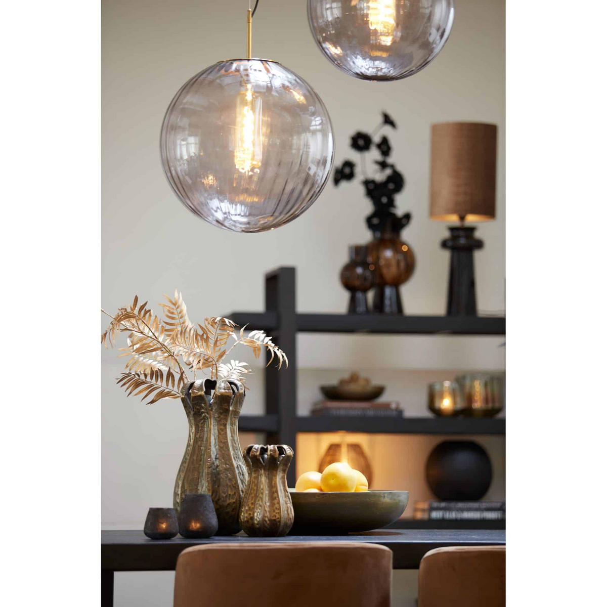 HÄNGELAMPE Magdala Grau Ø48/48 cm - Grau, Glas (48/48/48cm) - Light & Living