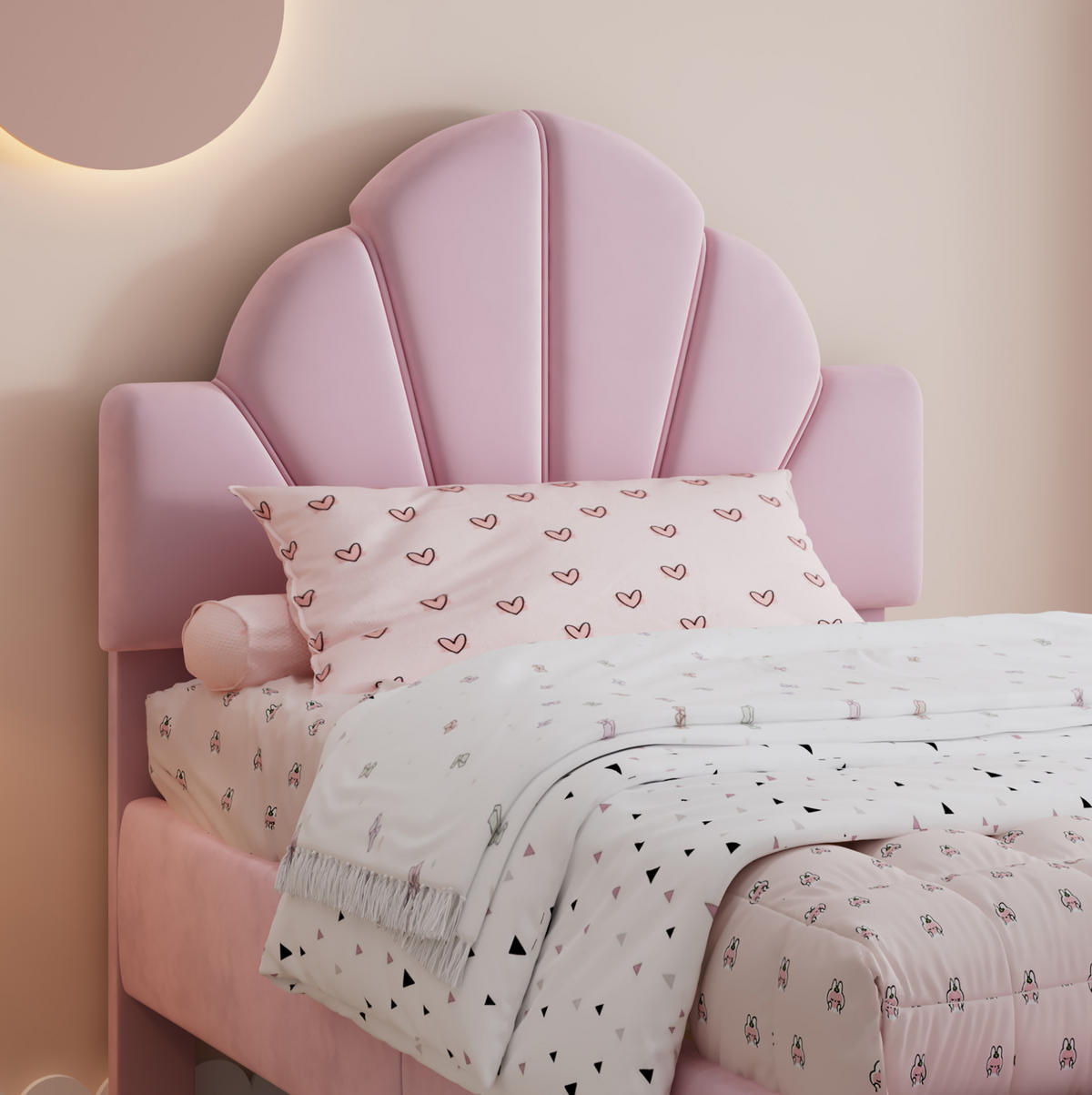 POLSTERBETT mit Bettbank 90x200 cm Samt Rosa - Pink, Metall (90/200cm) - Meubliv