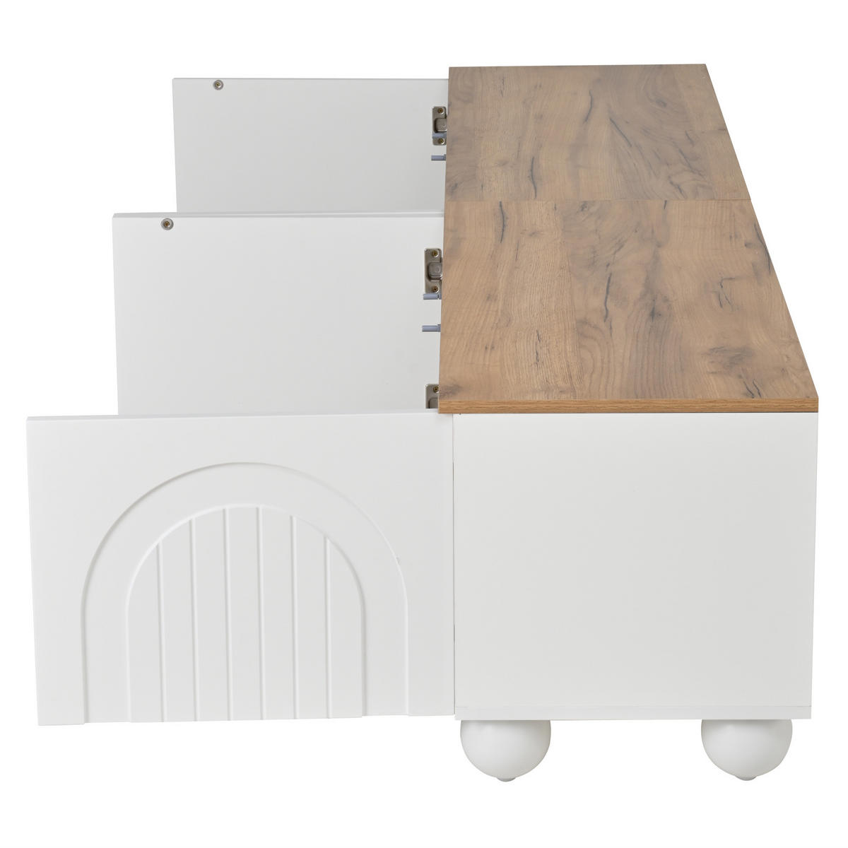 LOWBOARD 180/40/45 cm in Weiß und Holzoptik aus MDF mit 4 Türen - Weiß, Holzwerkstoff (40/45/180cm) - OKMYHOME
