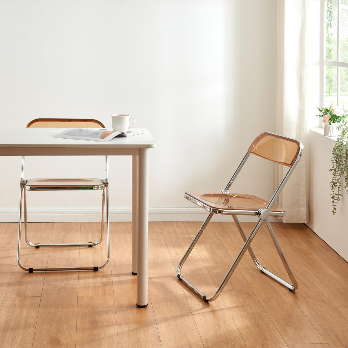 KLAPPSTUHL-SET Pornainen 2 TLG. - Orange, Kunststoff/Metall (46/74/47cm) - [en.casa]