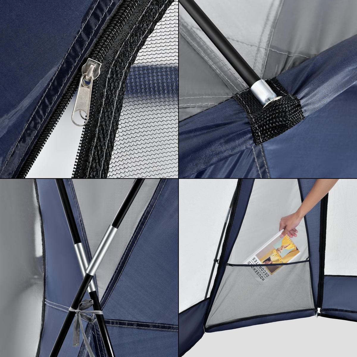 PAVILLON Grästorp - Blau/Dunkelgrau, Textil (345/247/345cm) - pro.tec