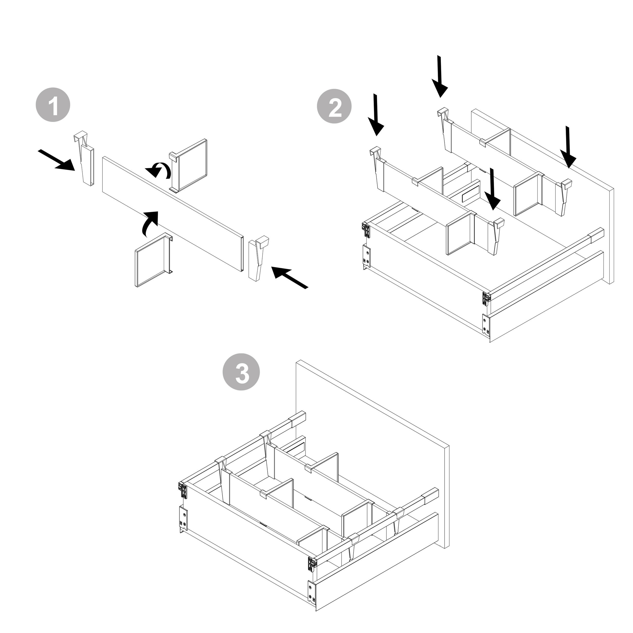 TRENNWANDSET für die Innenausstattung der Schubladen Vertex-Concept, Breite 900mm, Aluminium und Kunststoff, Anthrazitgrau - Anthrazit, Metall (16/5.5/81cm) - EMUCA