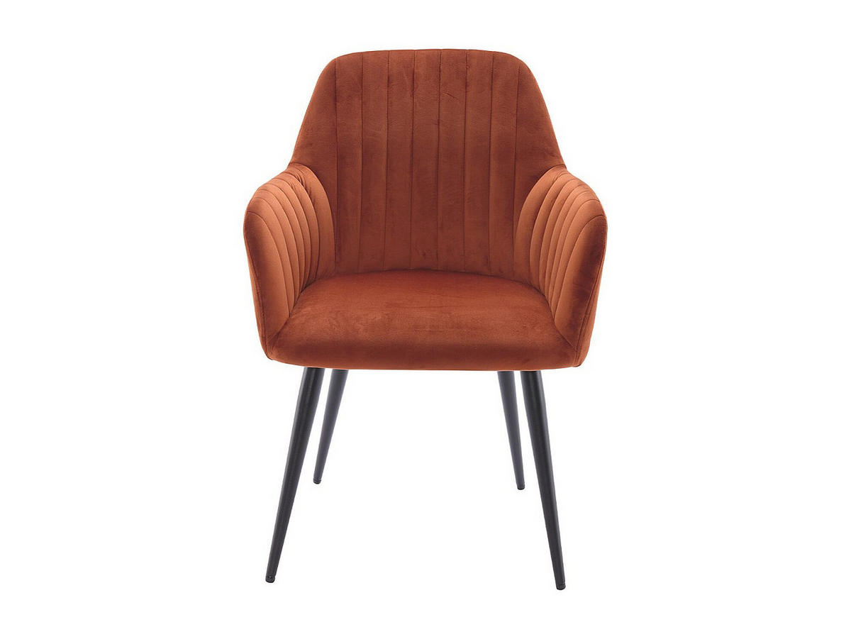 STUHL mit Armlehnen 6er-Set - Samt und schwarzes Metall - Terracotta - ELEANA - Braun, Textil (59/82/58cm) - Vente-Unique