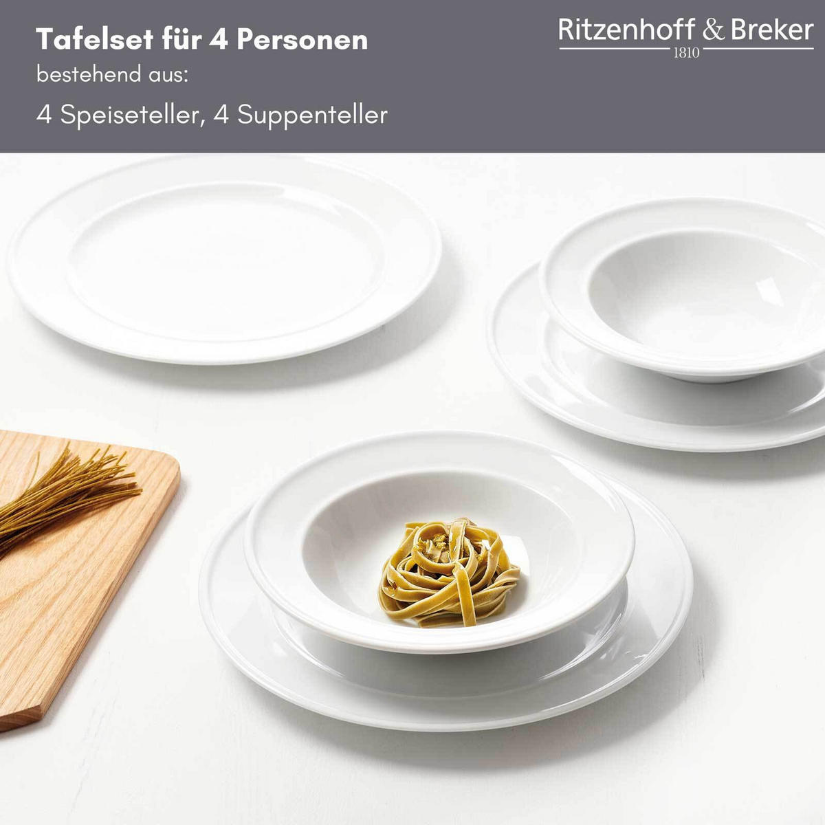 TAFELSERVICE Simple weiß 8er Set - Weiß, Keramik (1/1/1cm) - Ritzenhoff Breker