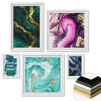 WANDBILDER 5er-Set - 50x50 cm & 20x30 cm & 40x60 cm Weißer Rahmen - Abstrakte Muster in Rosa, Grün und Blau - Weiß, Kunststoff (40/60cm) - ArtPrintCave