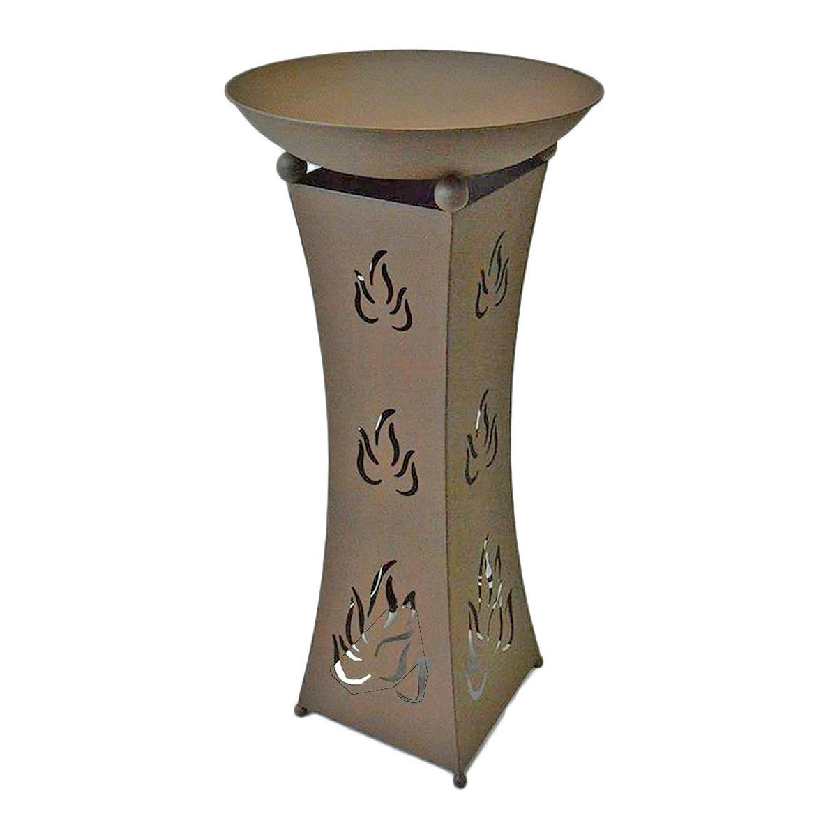 PFLANZSCHALE Sabi mit LED Beleuchtung Rost-Optik Stahl Dekosäule - Rostfarben, Metall (93cm) - DELUKE