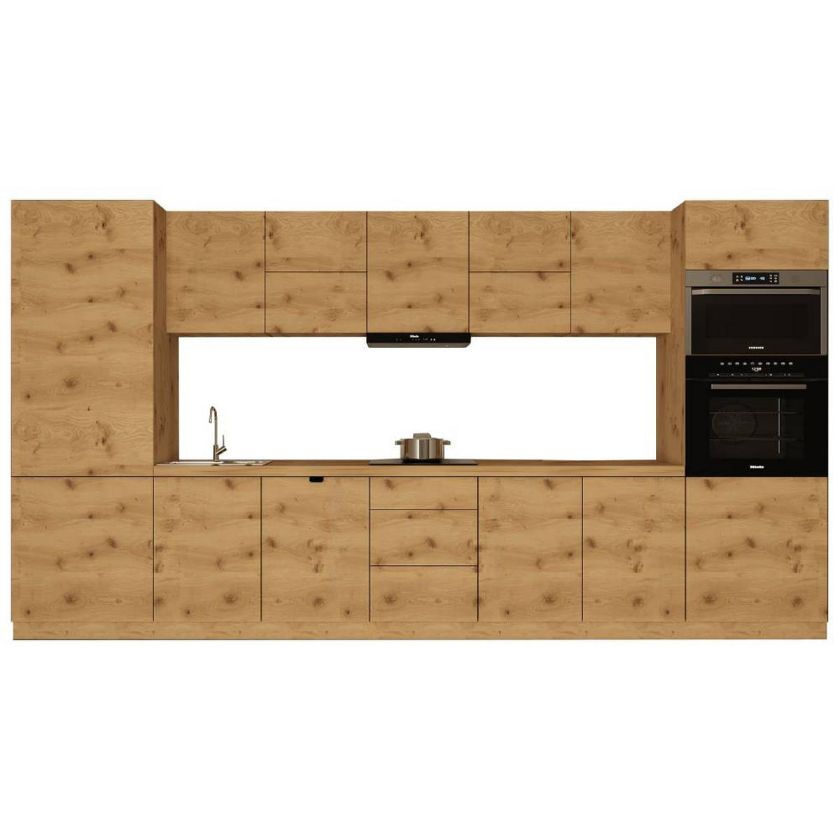 KÜCHENZEILE 420 cm - Langen KL12-M420 - in Artisan Eiche - Eiche Artisan, Holz (420/212/58cm)