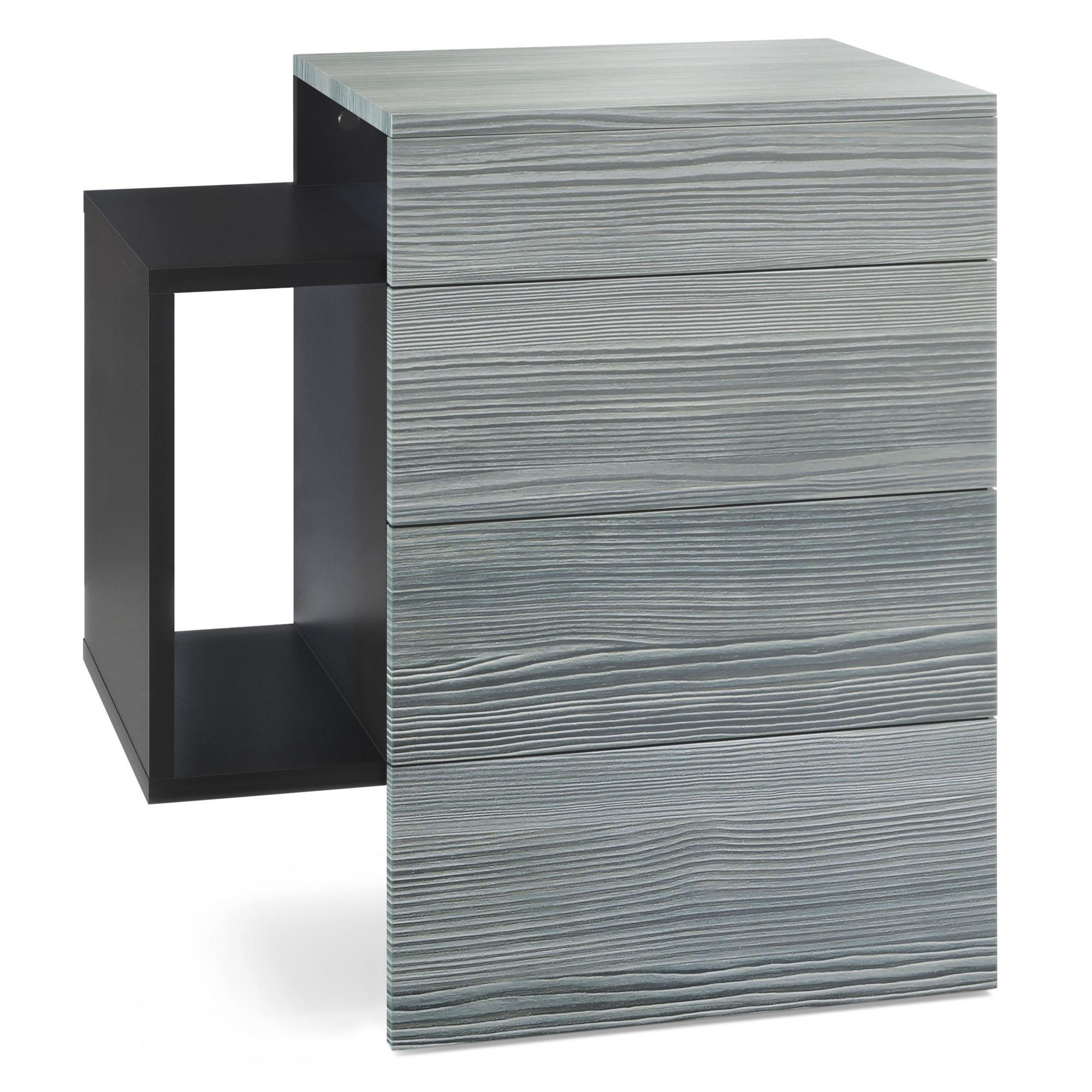 NACHTTISCH Queens Front in Avola-Anthrazit - Anthrazit, Holzwerkstoff (60/63/36cm) - Vladon