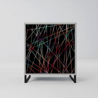 SIDEBOARD LUMINOUS SNARE, Grau, 57,5x42x67,5 cm, Schwarze Metall-Rahmenfüße - Multicolor/Schwarz, Holzwerkstoff/Metall (57.5/67.5/42cm) - SpaceRebels