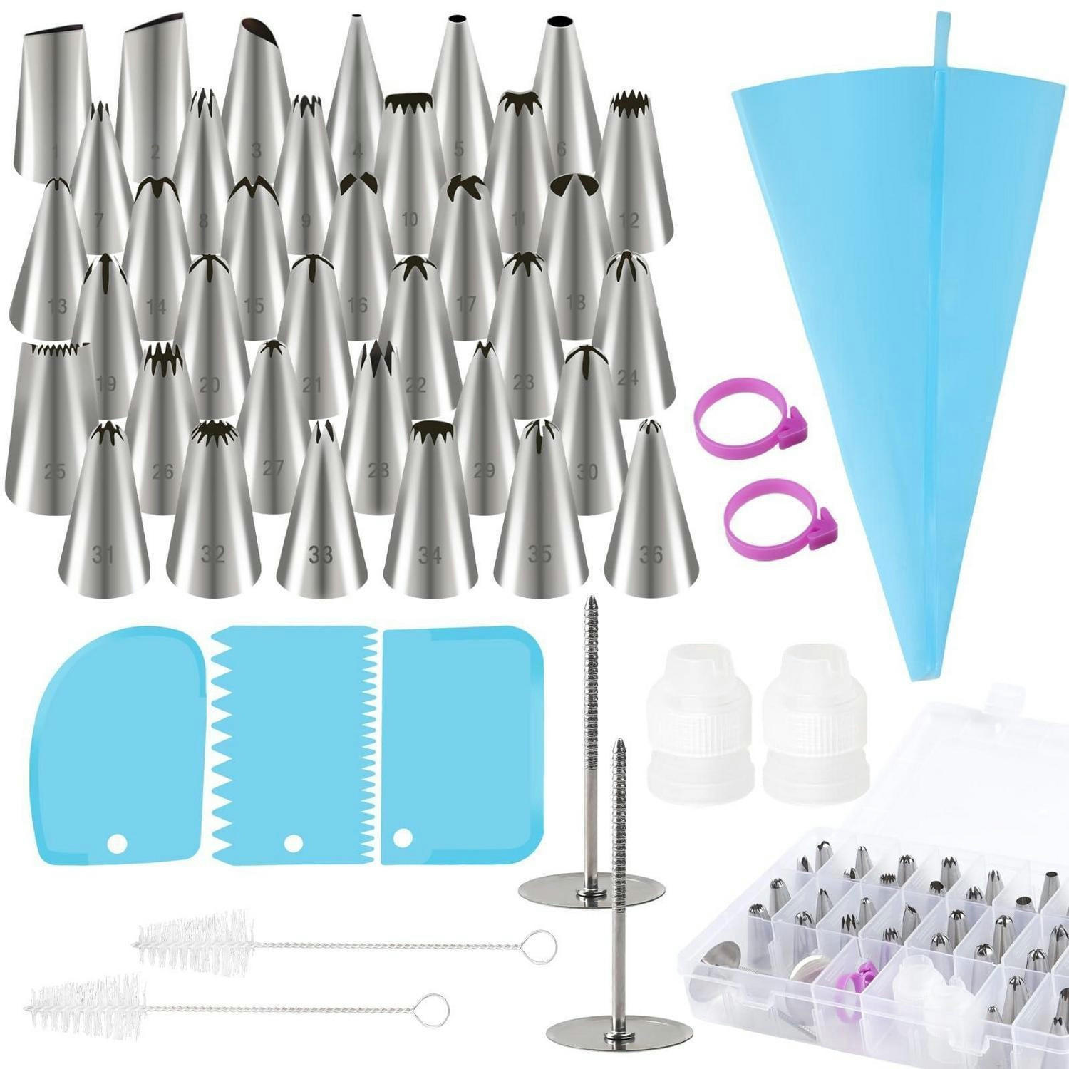SPRITZBEUTEL Set 36-teilig mit Edelstahl-Tüllen und Zubehör - Silberfarben, Metall (1.8/3/3cm)