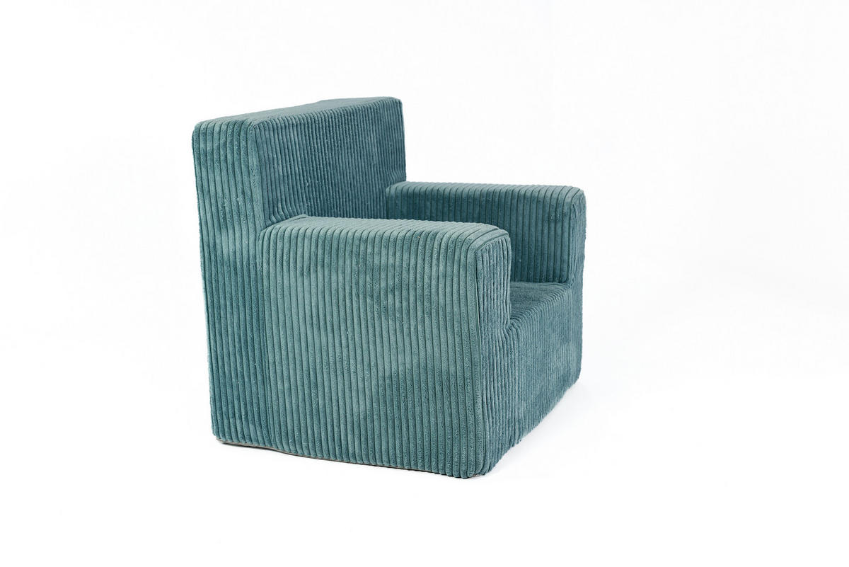 KINDERSESSEL aus Kuschel-Cord in Türkis - Türkis, Textil (51/47/33cm) - Fortisline