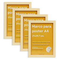 RAHMEN Set mit 4 aus MDF und Acrylglas Schutz und Aussteller für Fotografien, Bilder, Poster, Gemälde, Dekoration für Haus Farbe Hellholz A4 - Beige, Holz (21/3/29.7cm) - Nacnic