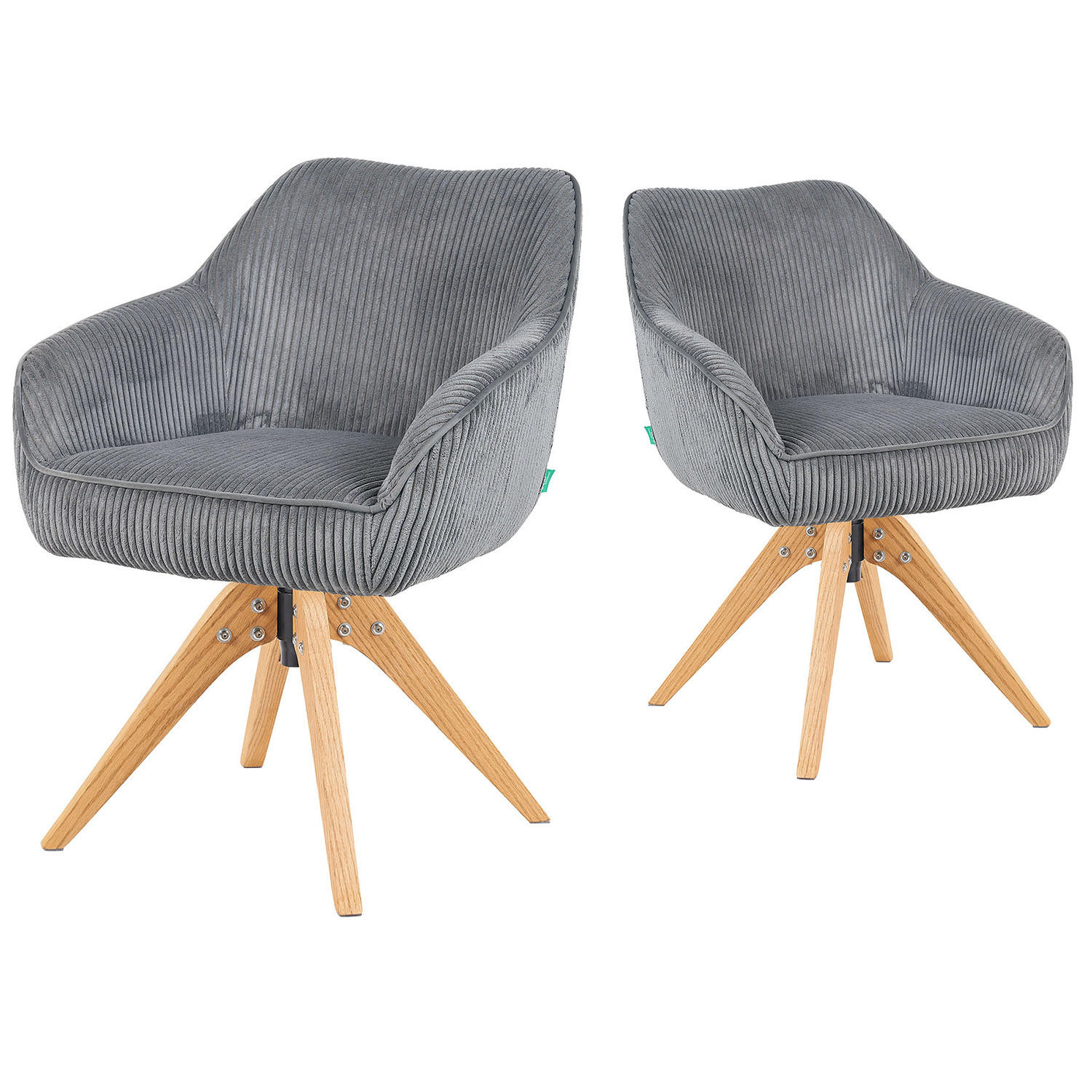 ARMLEHNSTUHL Mika-Finn 2er-Set - Honigeiche/Grau, Eichenholz/Holz (60/82/61cm) - DUBI Möbel