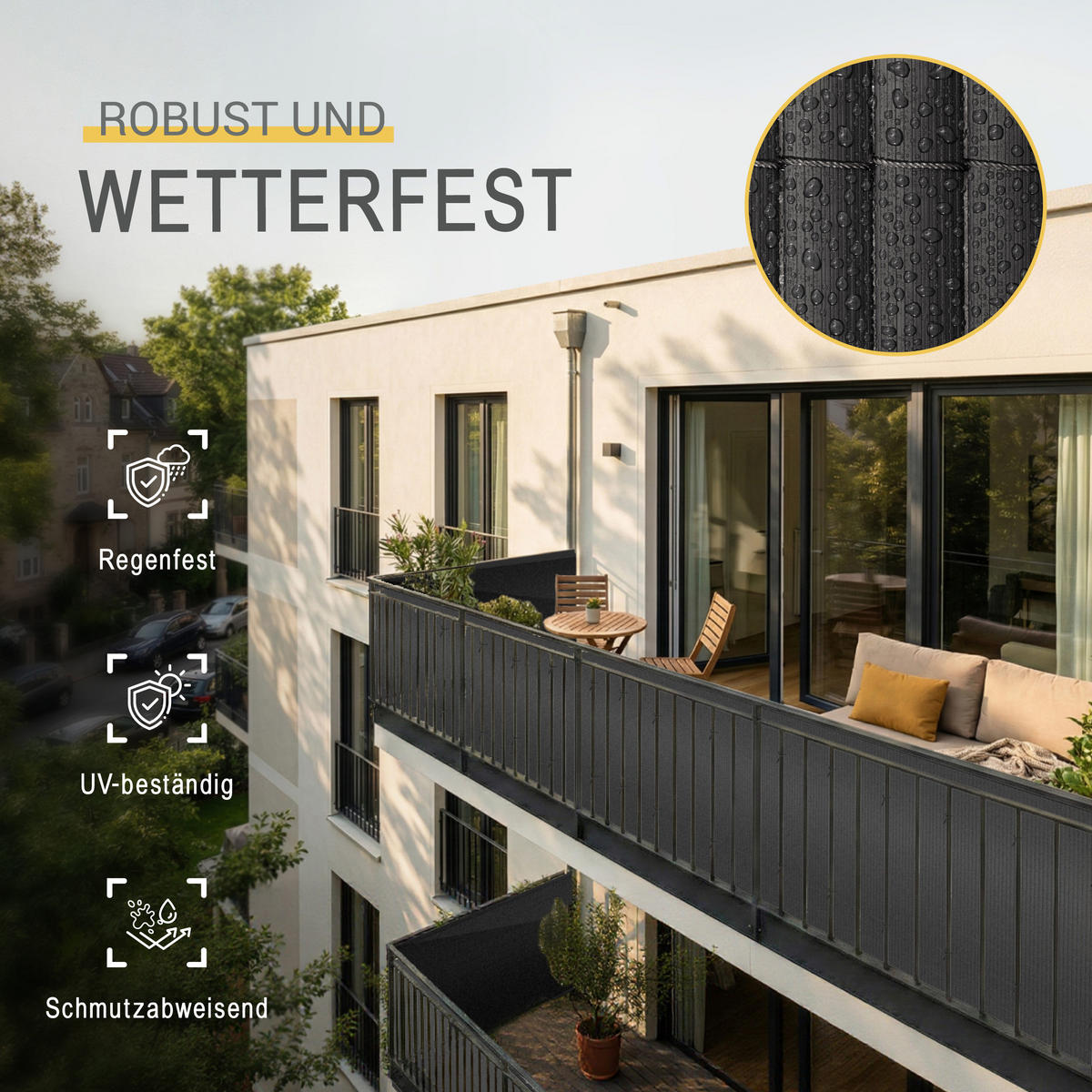 SICHTSCHUTZZAUN SolVision P12 100x500cm PVC Anthrazit - Anthrazit, Kunststoff (500cm) - Sol Royal