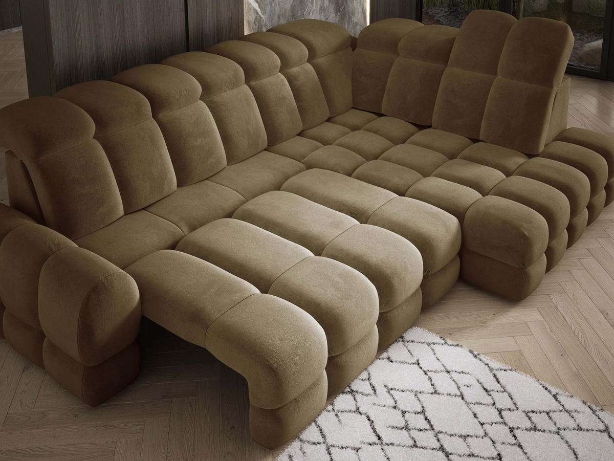 ECKSOFA TOLLO Salvador-stoff L-form 302x217x105 cm olivgrün - Olivgrün, Holz/Textil (217/302cm) - DomoHome