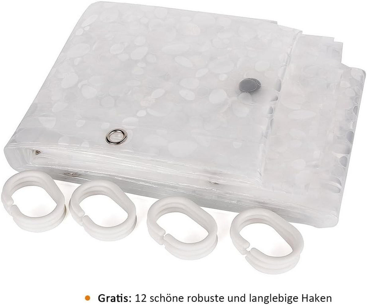 DUSCHVORHANG schimmelresistent EVA wasserdicht mit Ringen und Gewicht magnetisch - Transparent, Kunststoff (180/180cm) - MCBOSON