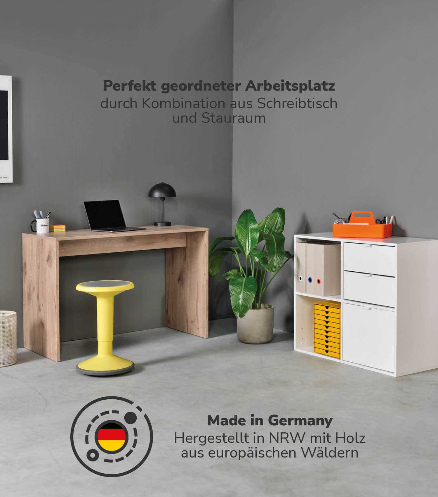 SCHREIBTISCH Der Produktive - Eichefarben/Weiß, Holzwerkstoff (54/112/77cm) - Mokebo