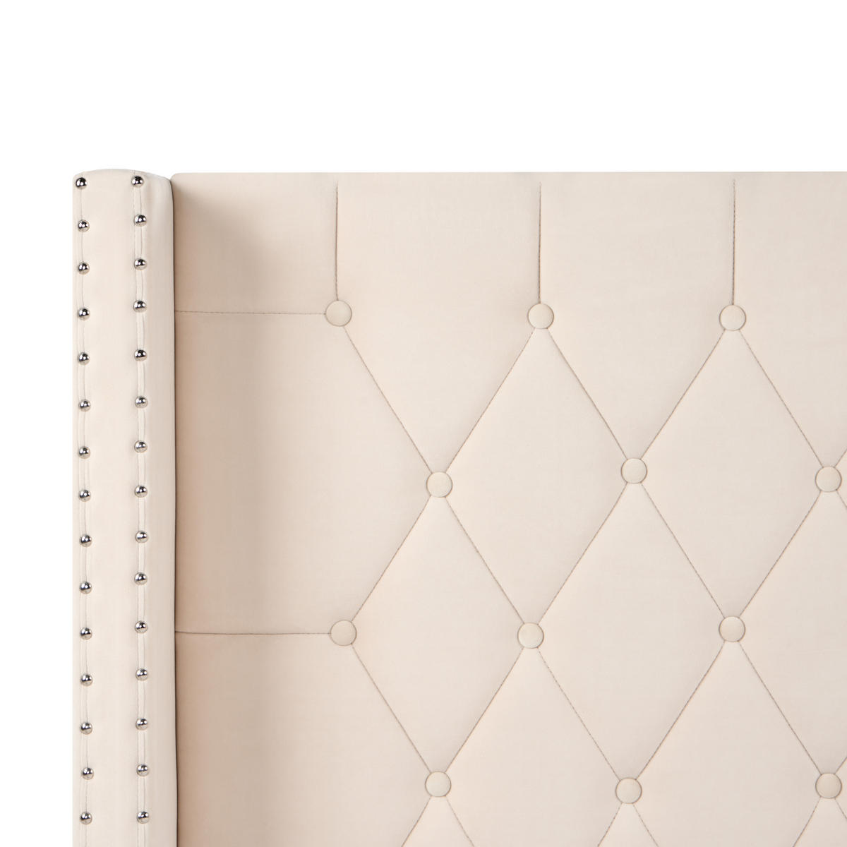 BETT mit Lattenrost 180/200 cm Samtstoff Cremeweiß Lubbon - Creme, Textil (180/200cm) - Beliani