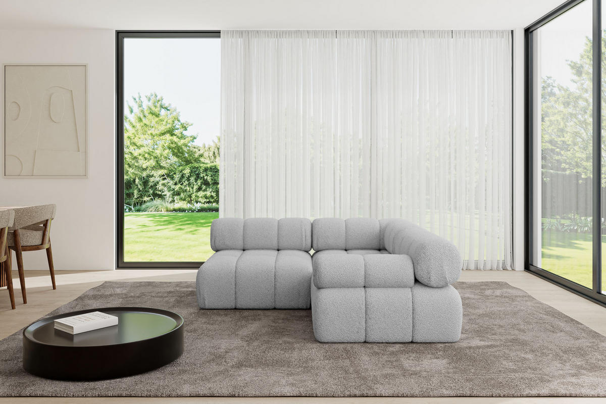 ECKSOFA modulares Sofa Mende-L1 - 190x190x70 cm Hellgrau Bouclé - Hellgrau, Holzwerkstoff/Textil (190/190cm) - ALTDECOR