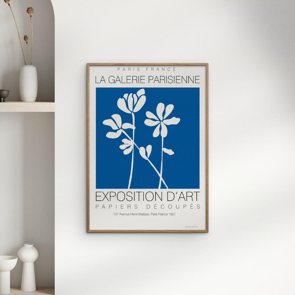 POSTER mit Rahmen Wild Apple - Fleurs de Matisse II - Blau/Eichefarben, Holz/Papier (30/40cm) - Poster&Frame