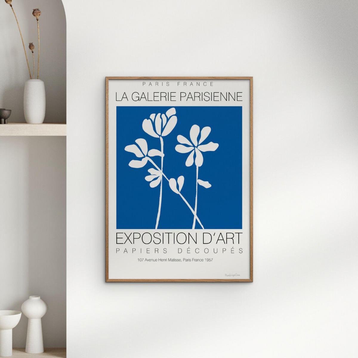 POSTER mit Rahmen Wild Apple - Fleurs de Matisse II - Blau/Eichefarben, Holz/Papier (30/40cm) - Poster&Frame