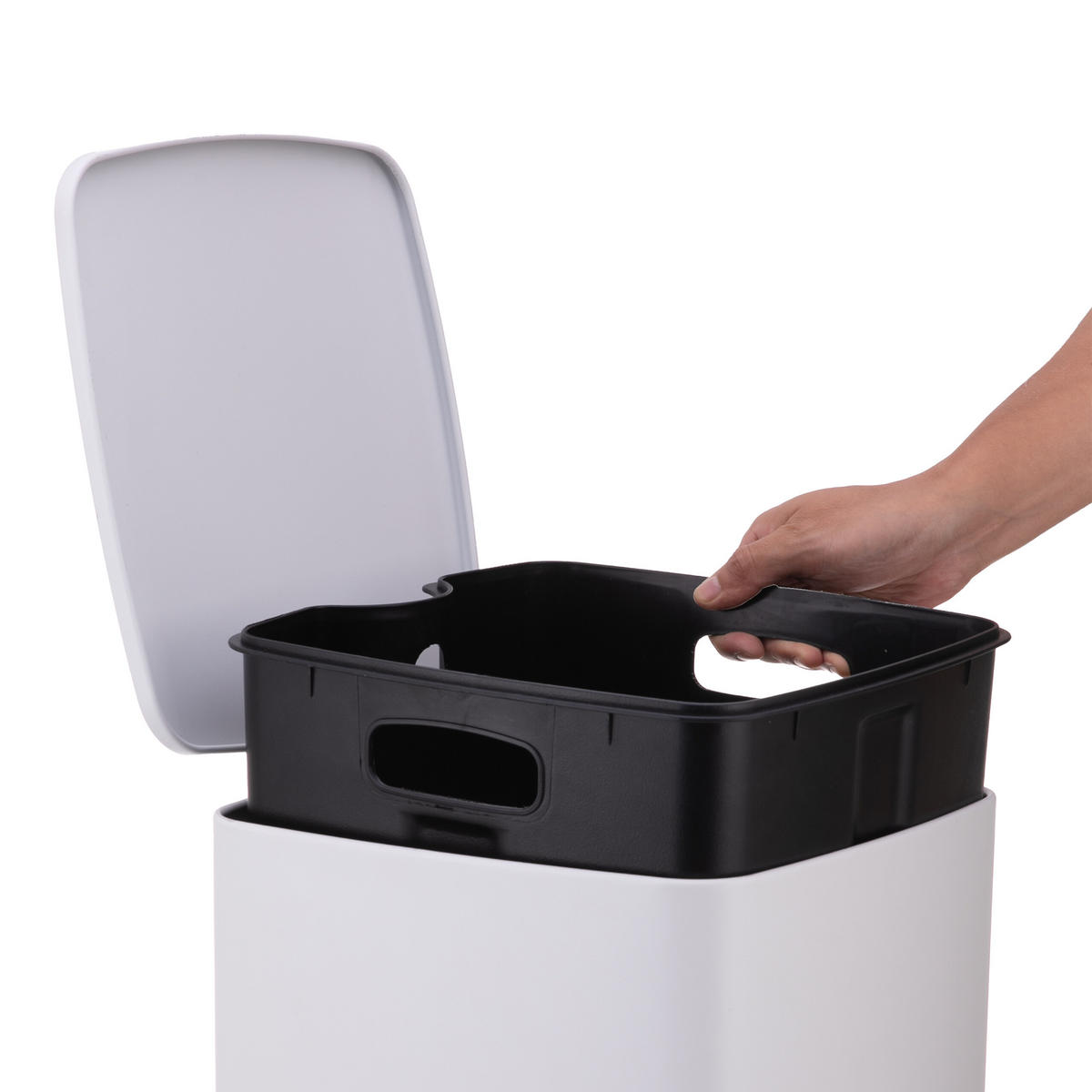 MÜLLEIMER - Weiß, Kunststoff/Metall (29/40/34cm) - Relaxdays