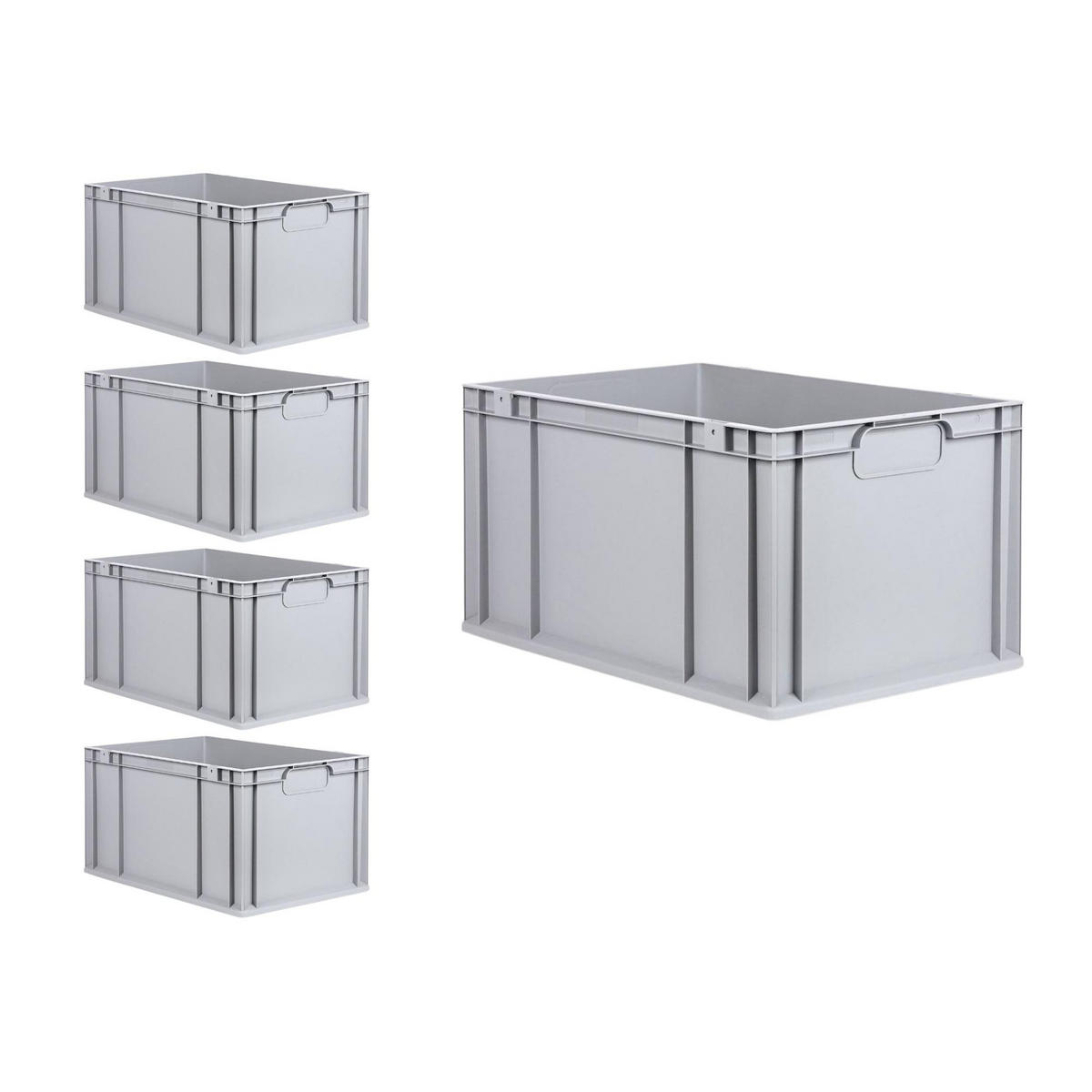 EUROBOX 5x Nextgen Economy Mit Auflagedeckel Grau/Grün Griffe Geschlossen 65 Liter - Grün, Kunststoff (40/32/60cm) - PROREGAL