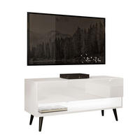LOWBOARD TV-Schrank CALANTE 90 cm auf schrägen schwarzen Beinen - Weiß Hochglanz/Schwarz, Holzwerkstoff/Metall (90/43/35cm) - Lookway