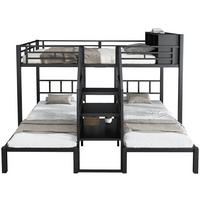 ETAGENBETT 90/200 & 140/200 cm mit Treppe, Handläufen und Stauraum, Schwarz - Schwarz, Metall (90/200cm) - Redom