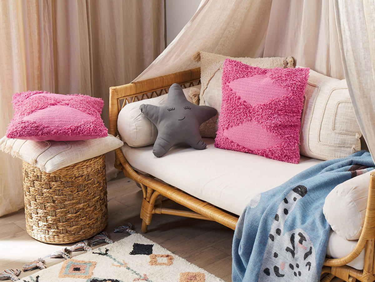 DEKOKISSEN 2er-Set Rosa 45/45 cm Rhoeo - Pink, Naturmaterialien/Textil (45/45cm) - Beliani