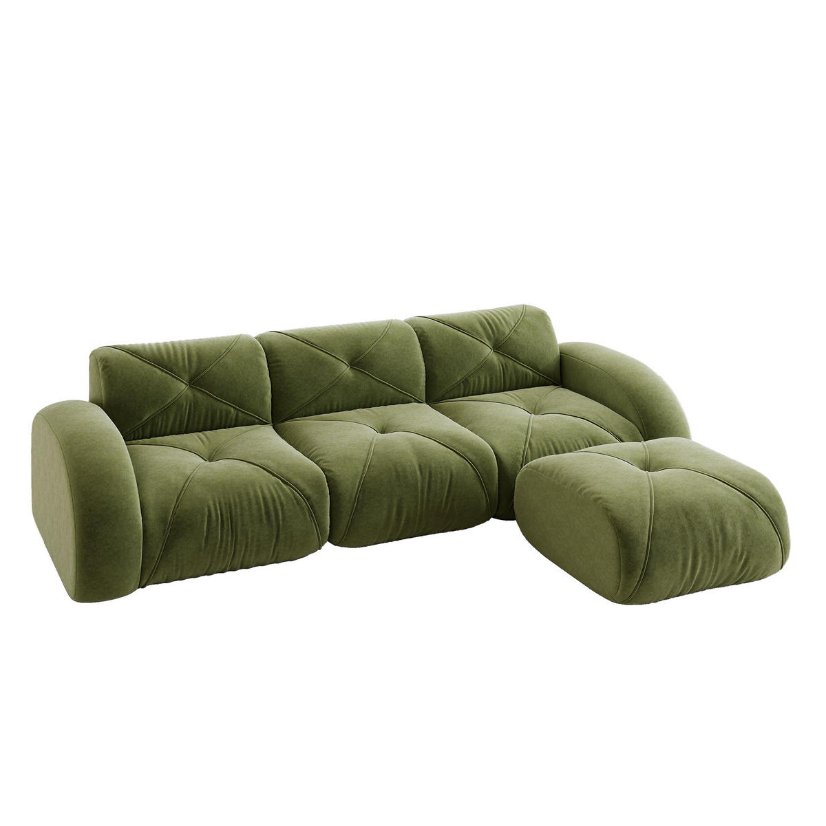 MODULSOFA rahmenlos Chenille Green - Grün, Kunststoff (171/281cm) - Meubliv