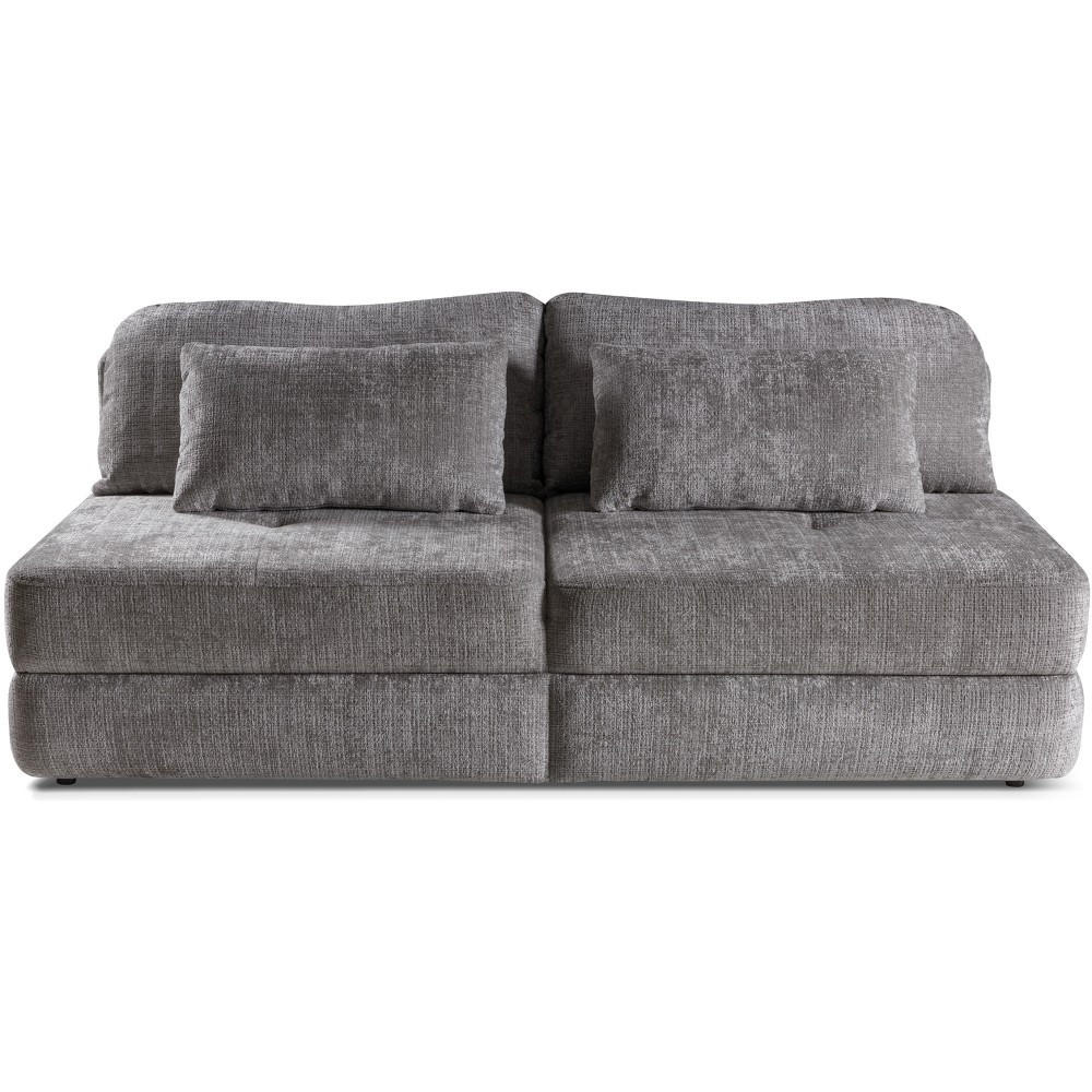 SCHLAFSOFA 3-Sitzer Ravo mit Schlaffunktion, Grau - Schwarz/Grau, Textil (214/93/118cm) - Beautysofa