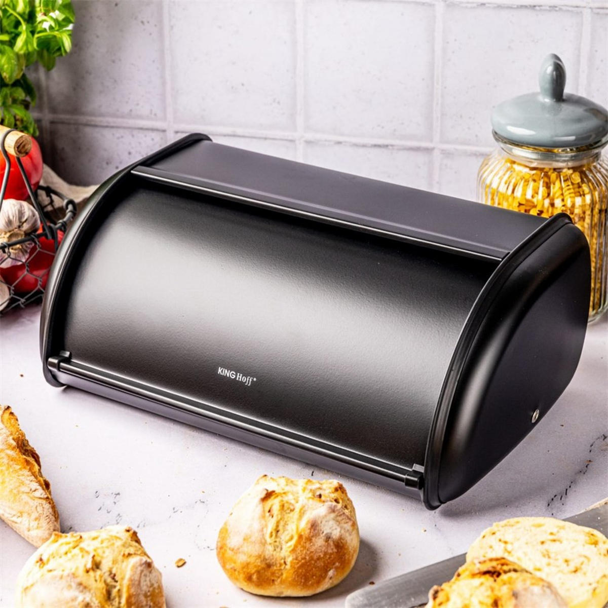 BROTKASTEN Schwarz 44/27/18.5 cm KH1834 - Schwarz, Metall (27/18.5/44cm) - Kinghoff 