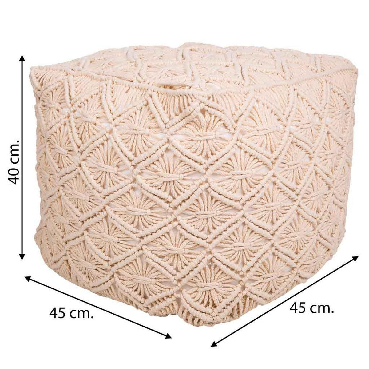 POUF aus Baumwolle, 45x40cm - Beige, Textil (45/40/45cm) - Wanderlust