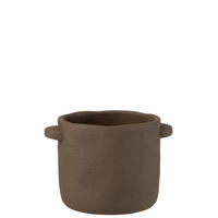 BLUMENTOPF GUSTAVE - Töpferei - Braun - L - Ø 19 cm - Dunkelbraun, Keramik (19/17cm) - J-Line