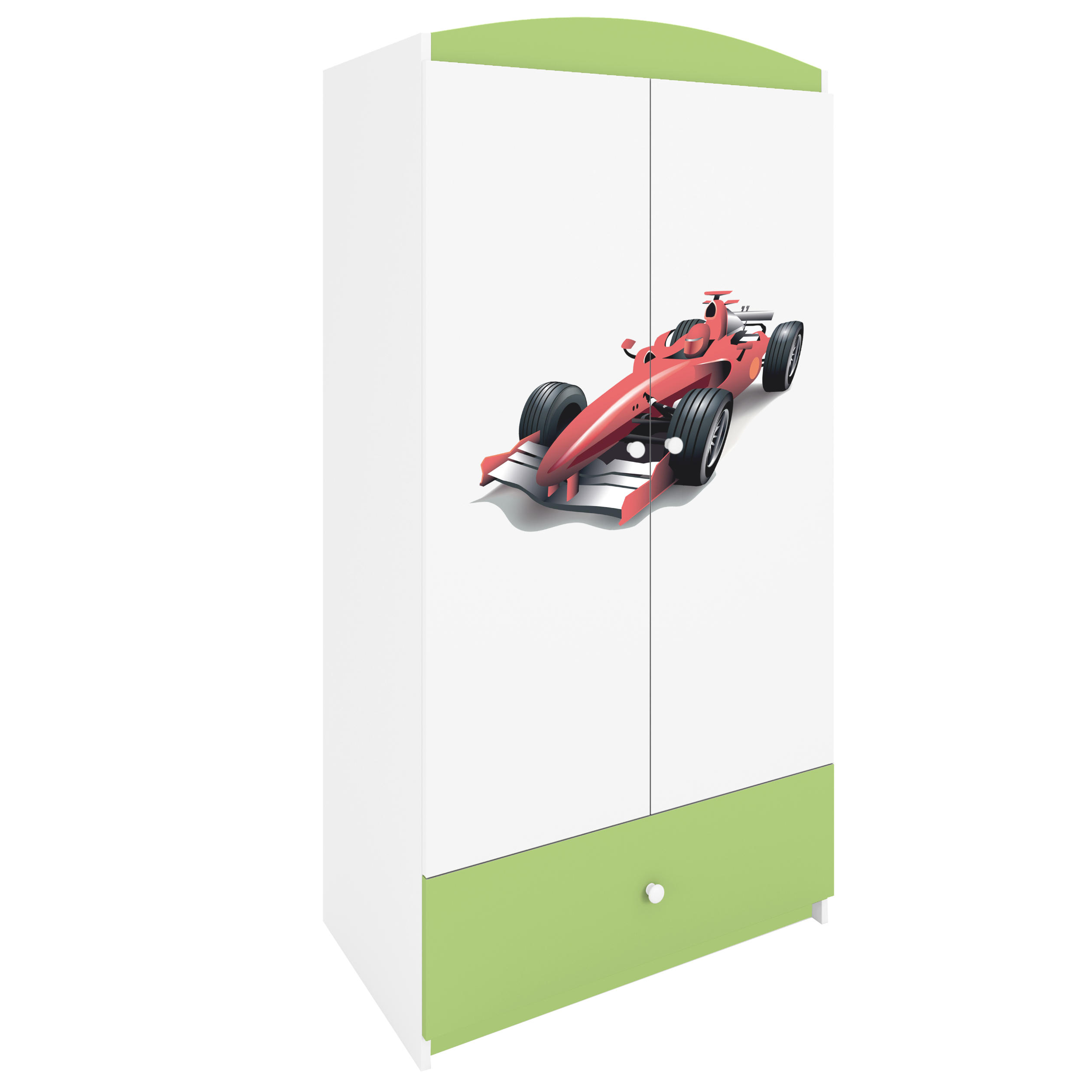 KINDERKLEIDERSCHRANK Formel 1 - Grün, Holzwerkstoff (90/175/52cm) - RAUMHIRSCH FURNITURE